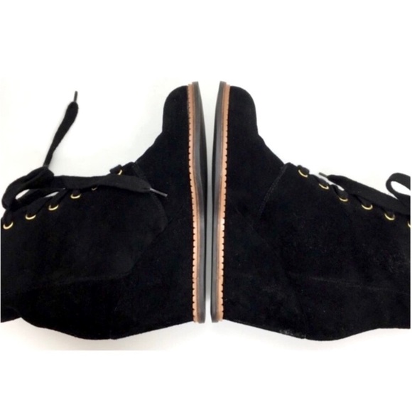 Kate Spade Suede Lace up Ankle Wedge Boot in Black - Picture 5 of 7